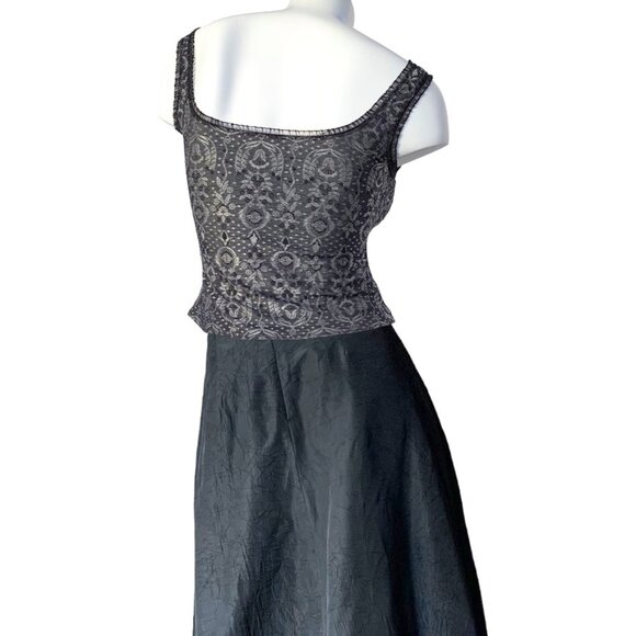 Black/Gray Metallic Brocade Cami-Corset Lace Trim Camisole - Size 4-6 - Picture 4 of 10